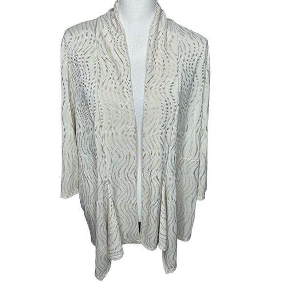 Chico's Travelers Collection Golden Waves Gold Cream Embellished Jacket Sz 3 NWT - Picture 1 of 8